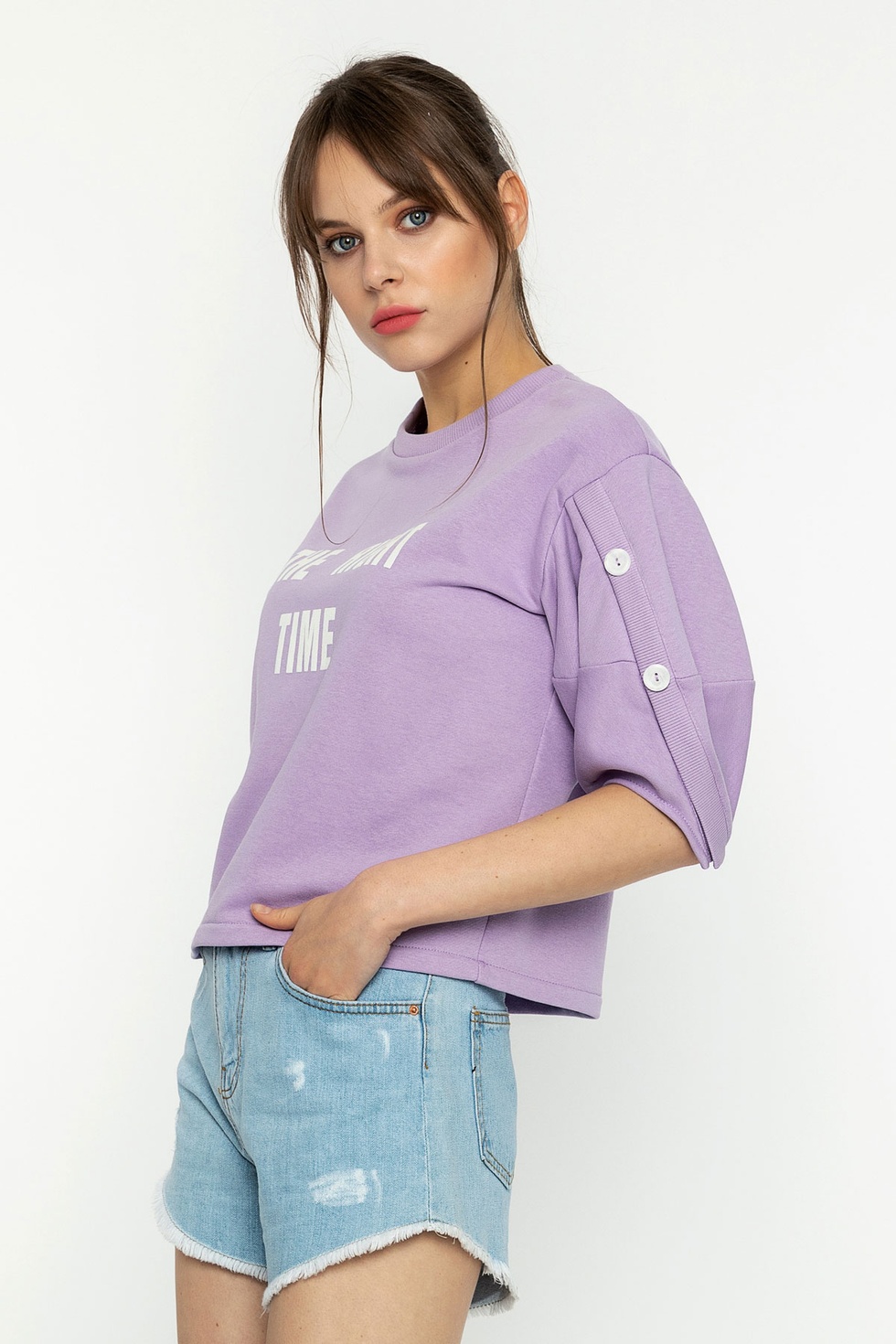 Balon Kol Bisiklet Yaka Sweatshirt