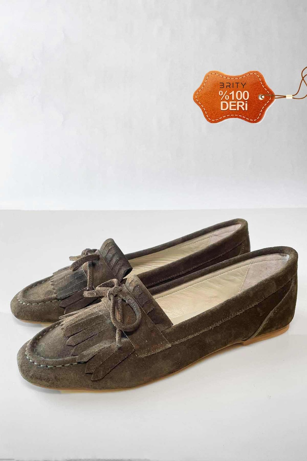 Kadın Hakiki Deri Püsküllü Süet Loafer