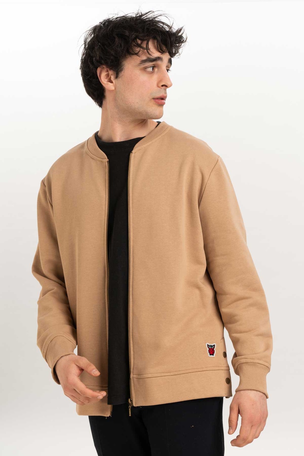 Fermuar Detaylı Erkek Bomber Sweatshirt