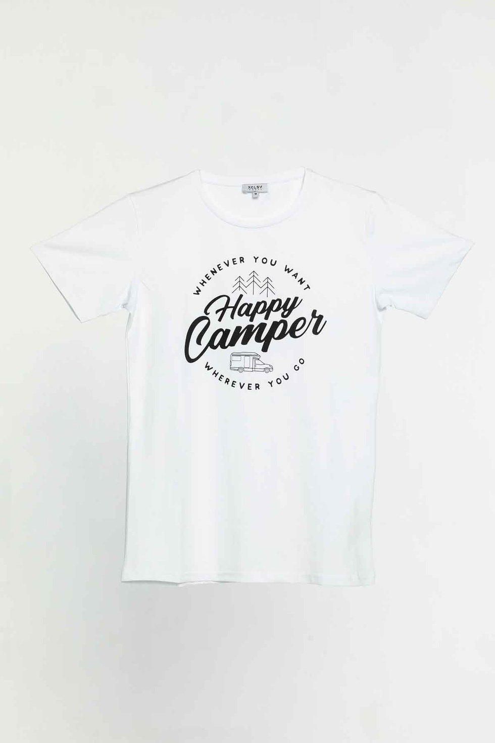 Kamp Temalı Happy Camper Baskılı Tişört