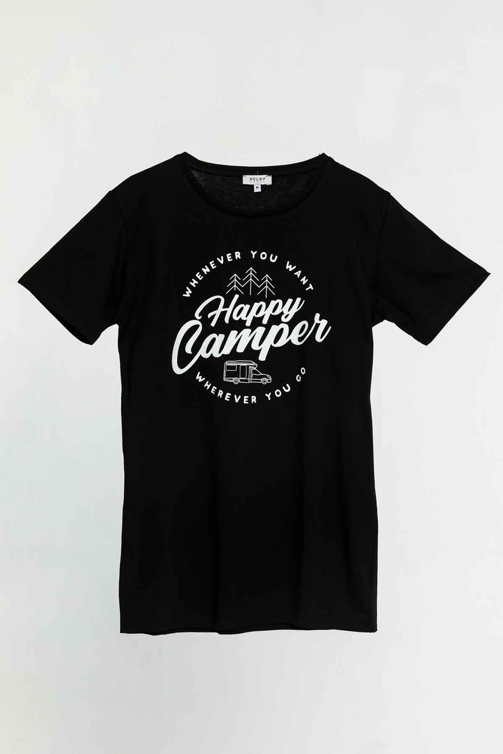 Kamp Temalı Happy Camper Baskılı Tişört