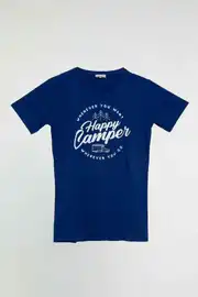 Kamp Temalı Happy Camper Baskılı Tişört