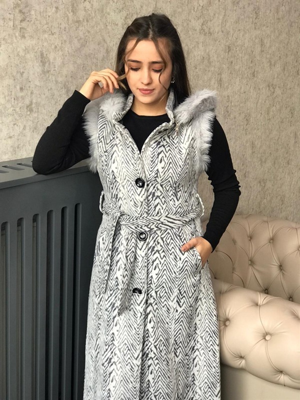 Kürk Detay Yelek -