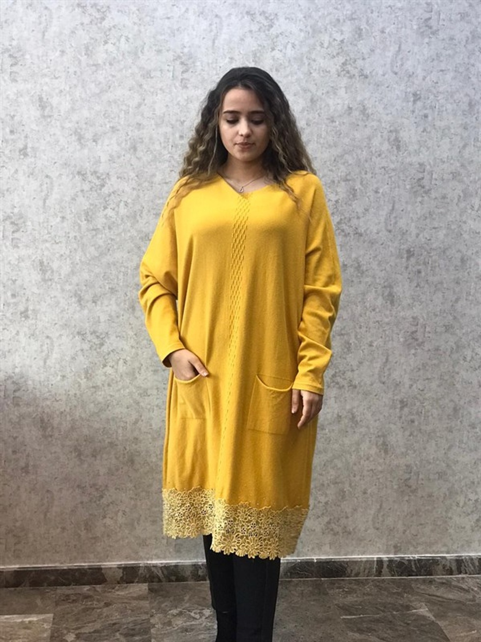 Eteği Tül Detay Tunik -