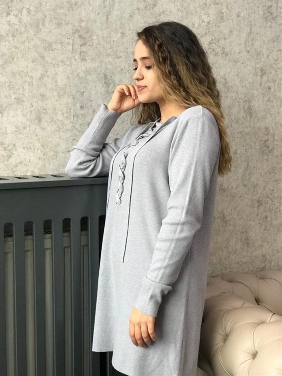 Önü Bağcıklı Tunik -