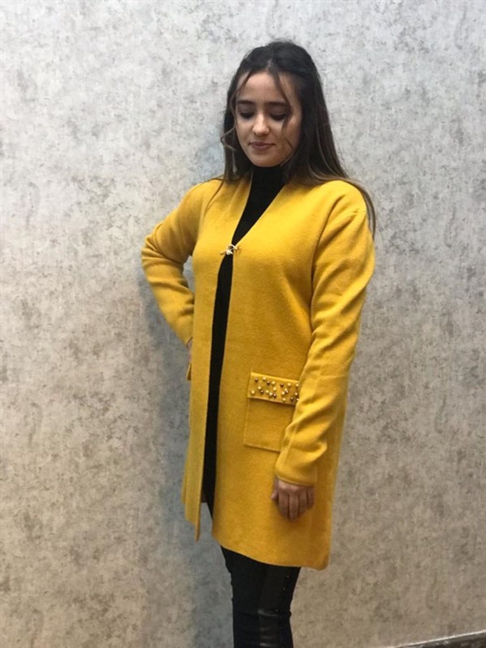 Cepleri Taş Detaylı Hırka -