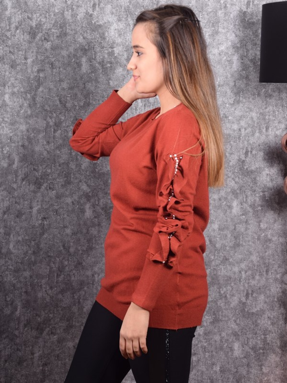Fırfır Detay Triko -