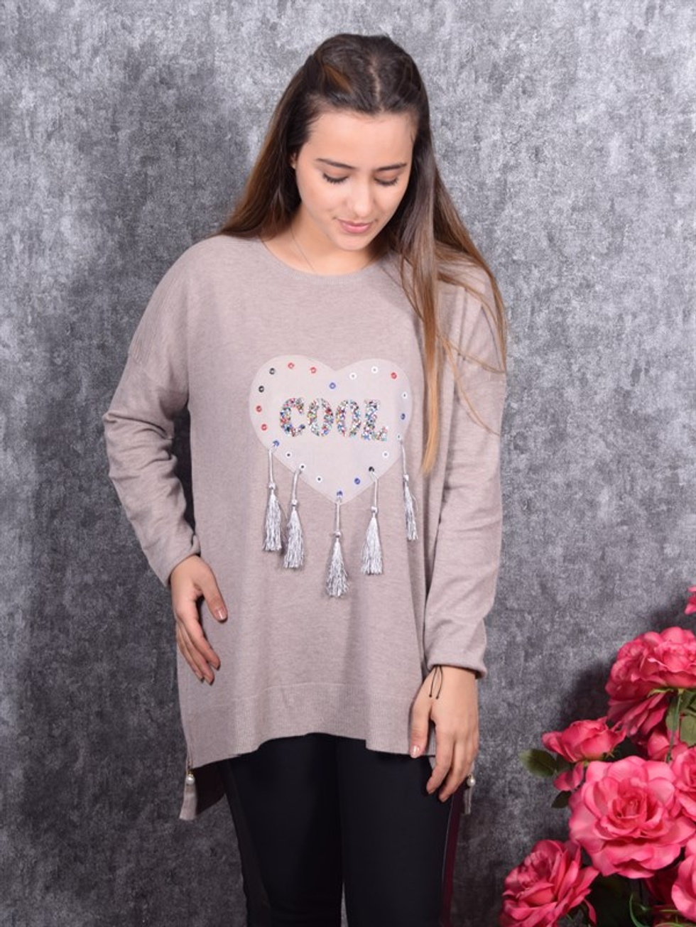 Yazı Detaylı Triko -