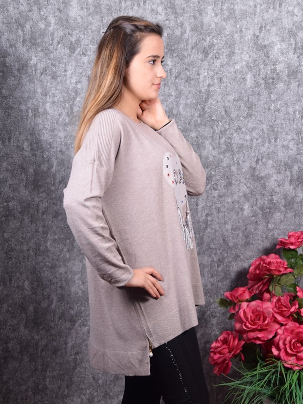 Yazı Detaylı Triko -