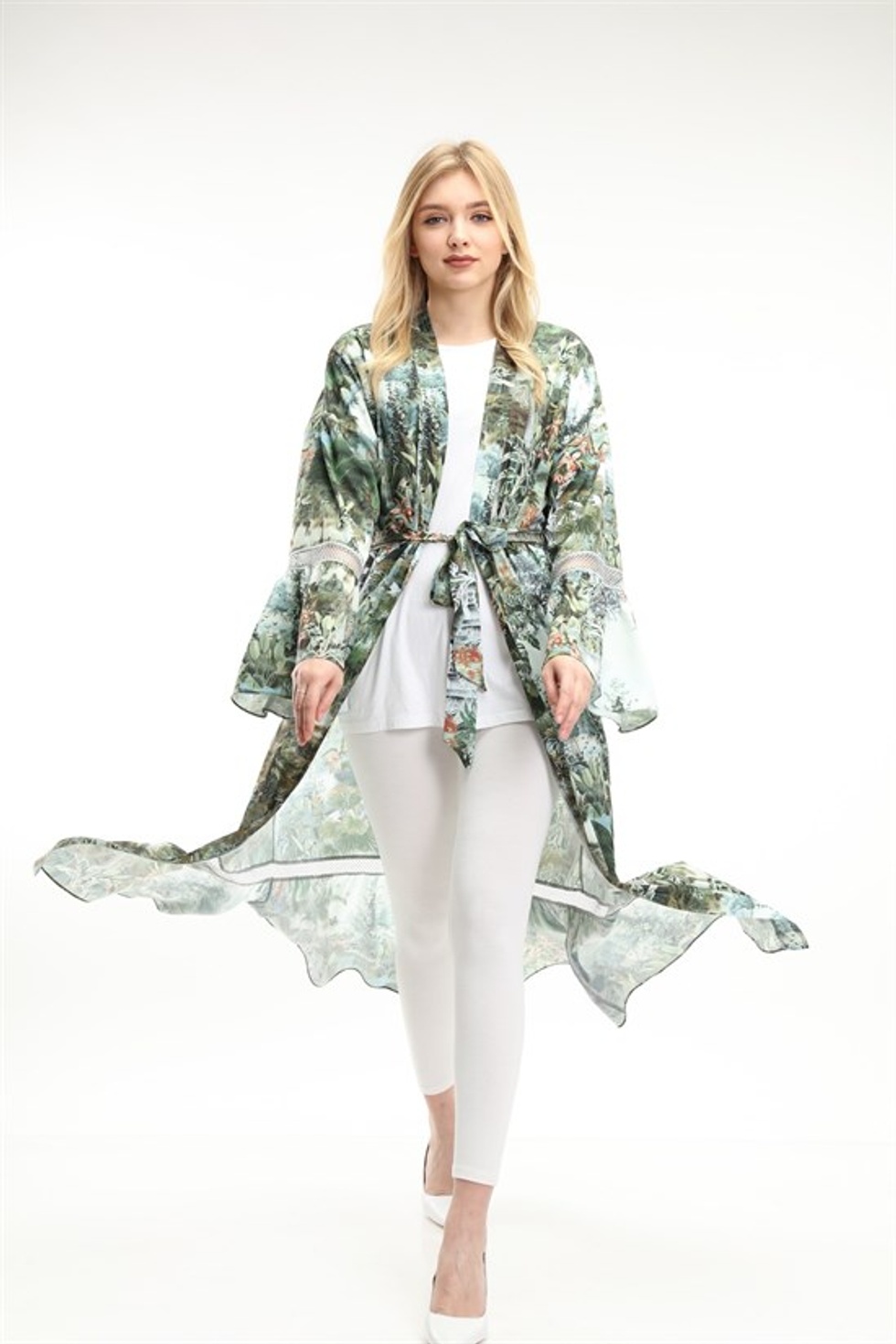 Women Kadın Kemer Detay Şifon Kimono