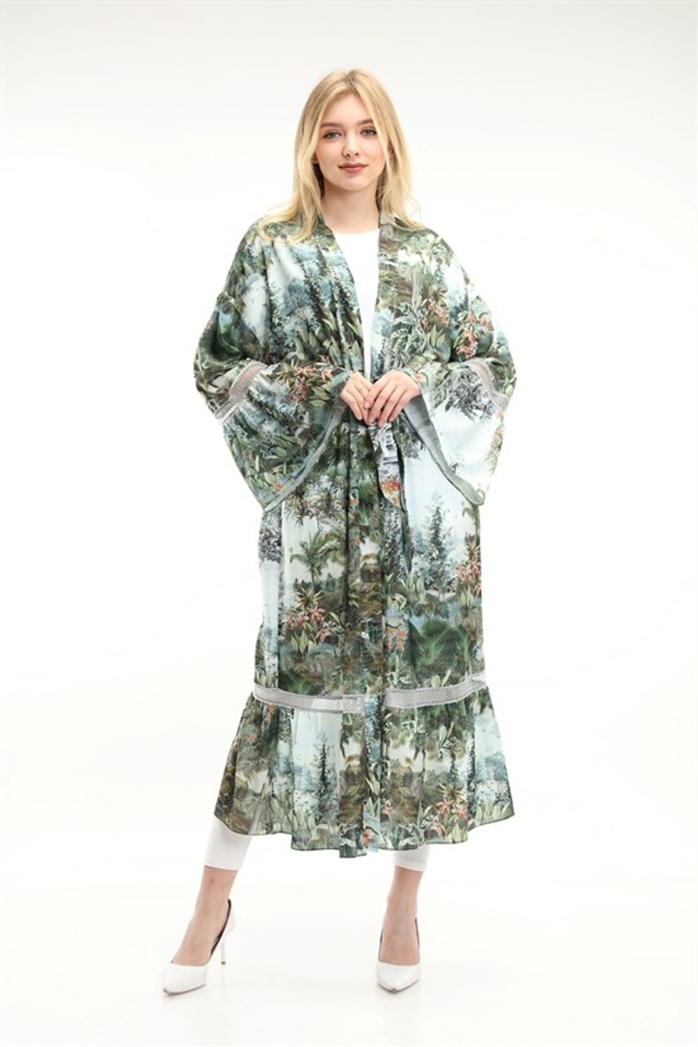 Women Kadın Kemer Detay Şifon Kimono