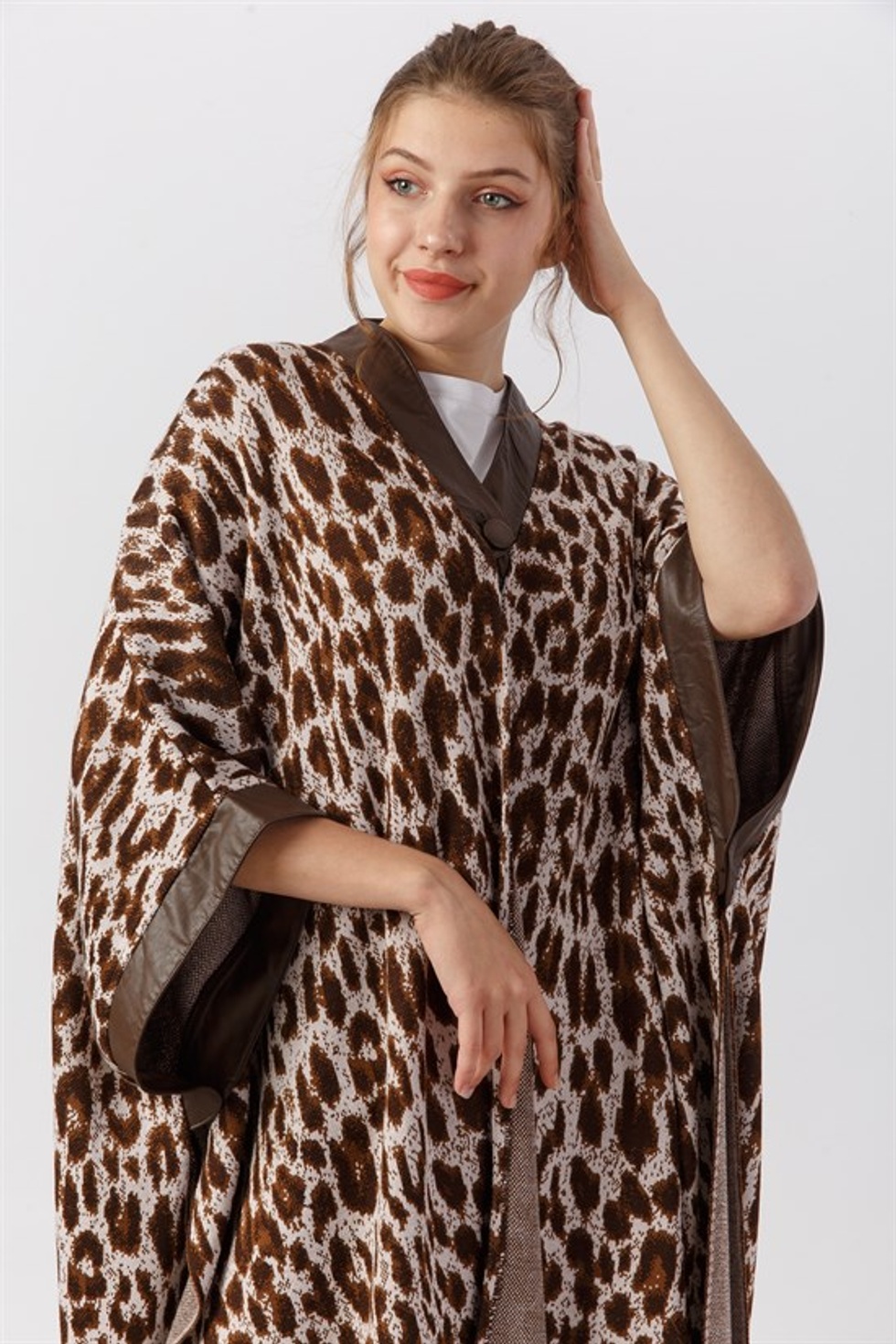 Women Kadın Leopar Desenli Panço