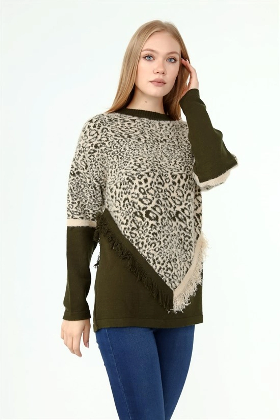 Women Kadın Leopar Desen Triko