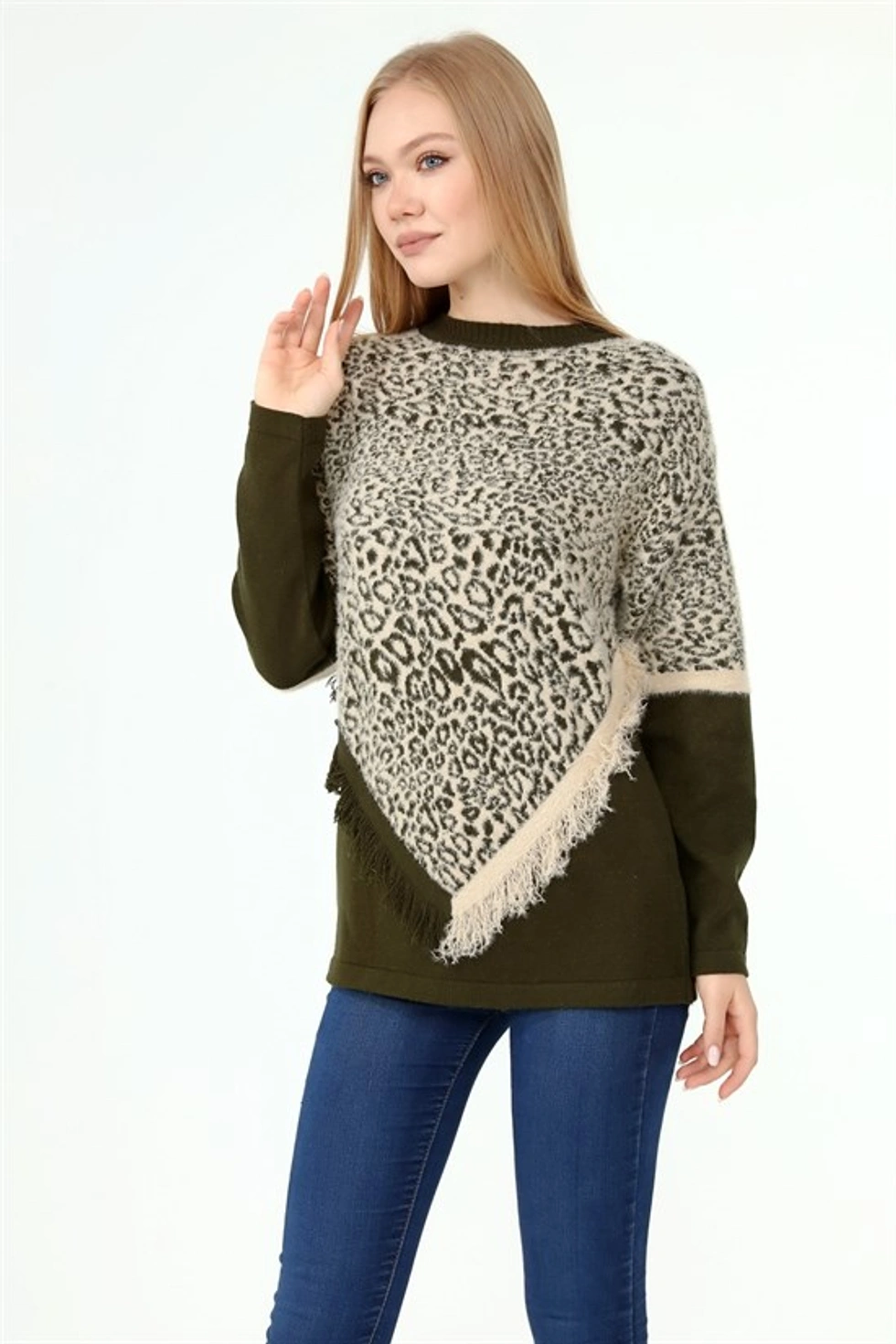 Women Kadın Leopar Desen Triko