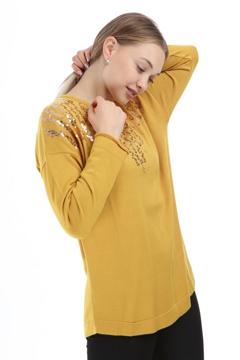 Women Kadın Pul Payet İşlemeli Bluz