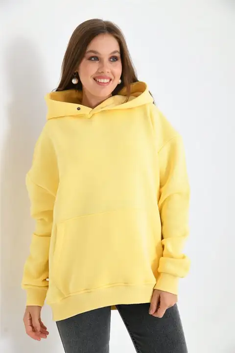 Sarı Kadın İçi Şardonlu Sweatshirt