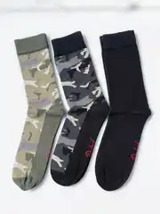 Kamuflaj Desen 3’lü Erkek Pamuklu Soket Çorap