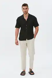Polo Yaka Önü Düğmeli Kısa Kol Triko Tişört