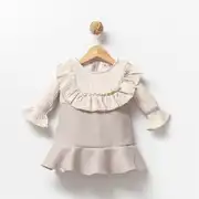 Uzun Kollu 6-9-12-18 Aylık Kız Bebek Elbisesi