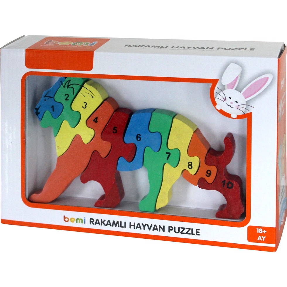 Ahşap Rakamlı Hayvan Puzzle ( Aslan )