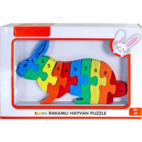 Ahşap Rakamlı Hayvan Puzzle ( Tavşan )