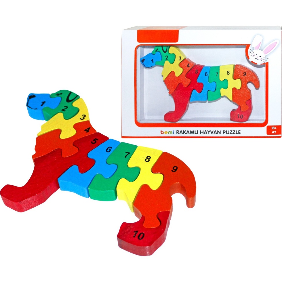 Ahşap Rakamlı Hayvan Puzzle ( Köpek )