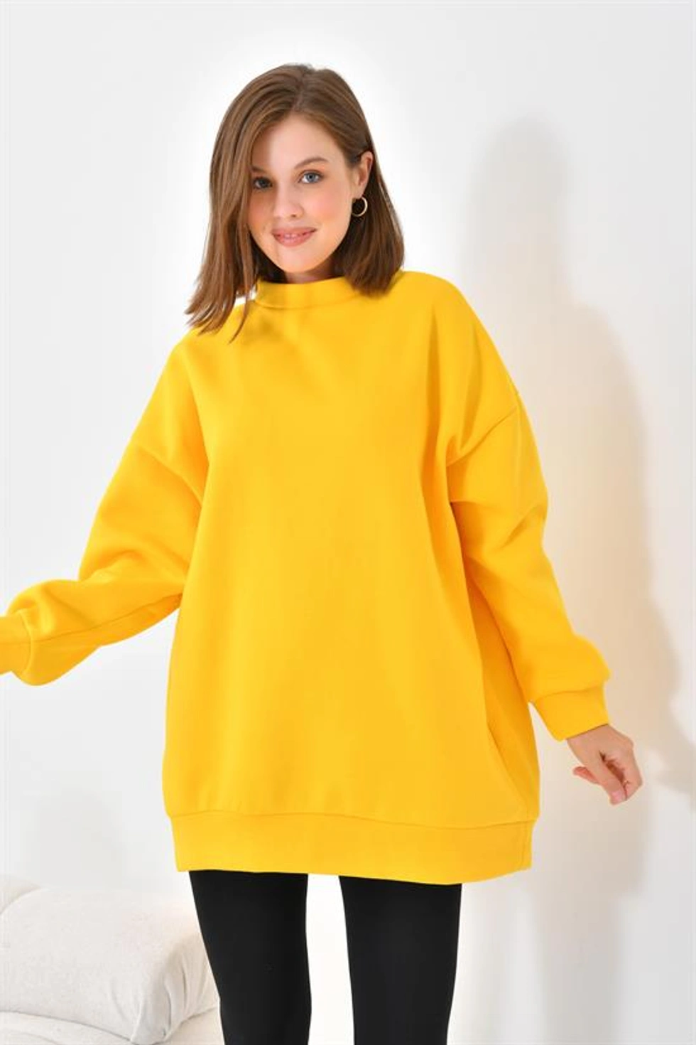 Ftz Women Kadın 3 İp Şardonlu Sweatshirt Sarı