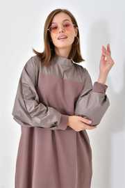 Ftz Women Kadın Deri Detaylı Elbise 30617