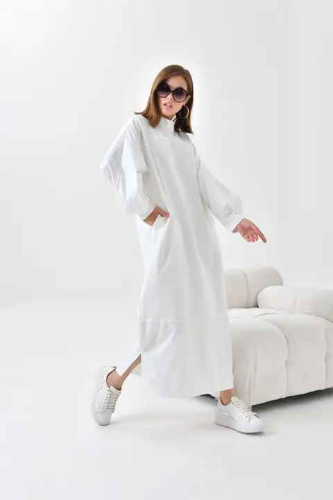 Ekru Ftz Women Kadın Deri Detaylı Elbise 30617