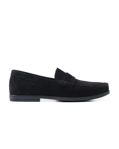 Siyah Cordelion Hakiki Süet Deri Erkek Loafer Ayakkabı