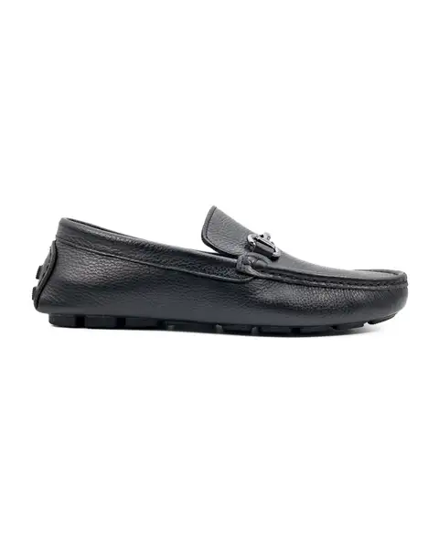 Siyah Troya Hakiki Deri Erkek Loafer Ayakkabı