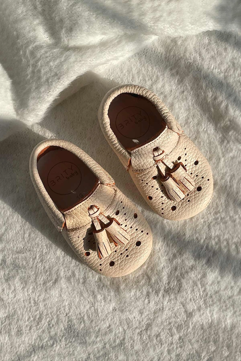 İlk Adım Bebek Ayakkabısı %100 Hakiki Deri Püsküllü Makosen