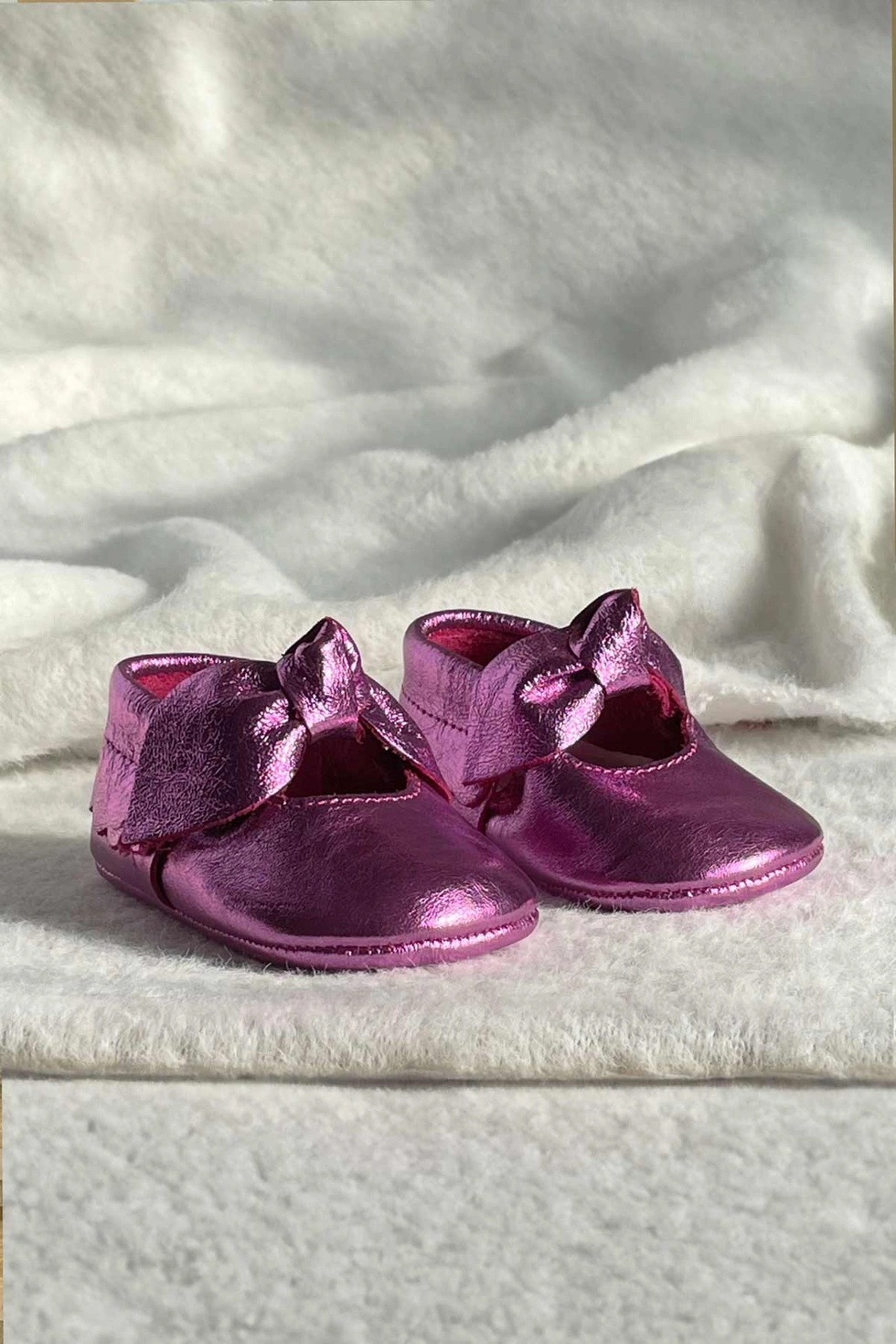 Metalik Parlak Hakiki Deri İlk Adım Bebek Ayakkabısı