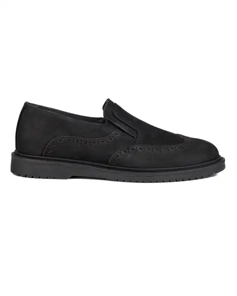 Siyah Akor-K Hakiki Nubuk Deri Günlük Klasik Erkek Ayakkabı