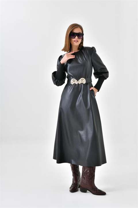Siyah Ftz Women KadınDeri Elbise 30641