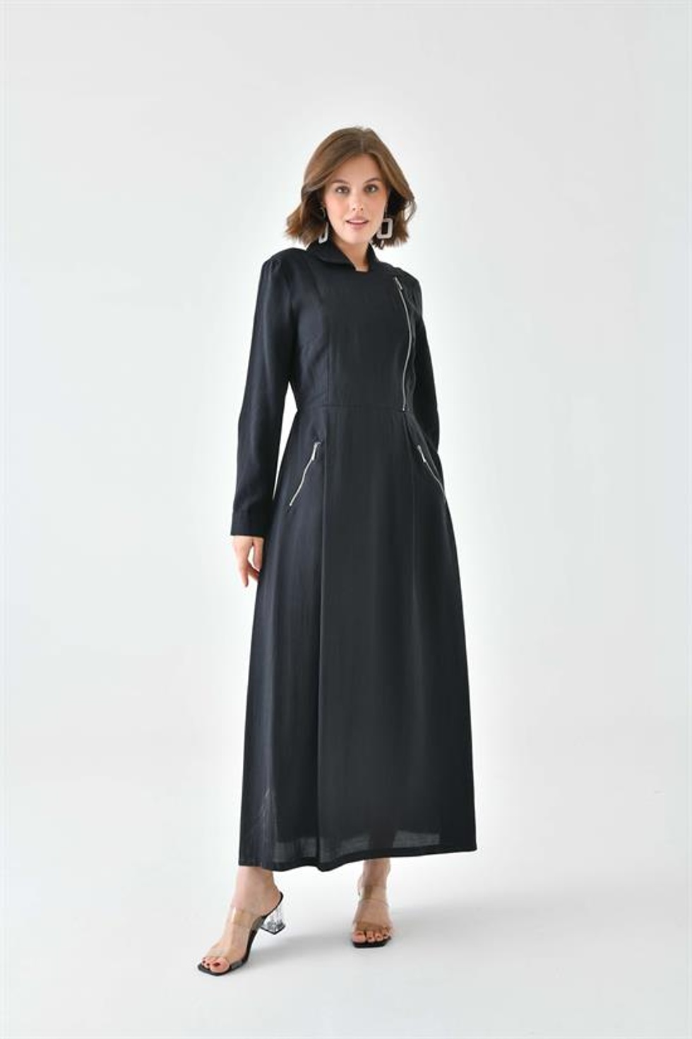 Ftz Women Kadın Modal Fermuarlı Elbise 30719
