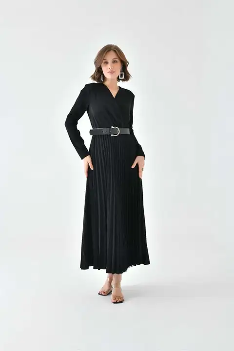Siyah Ftz Women Kadın Pliseli Elbise 30726