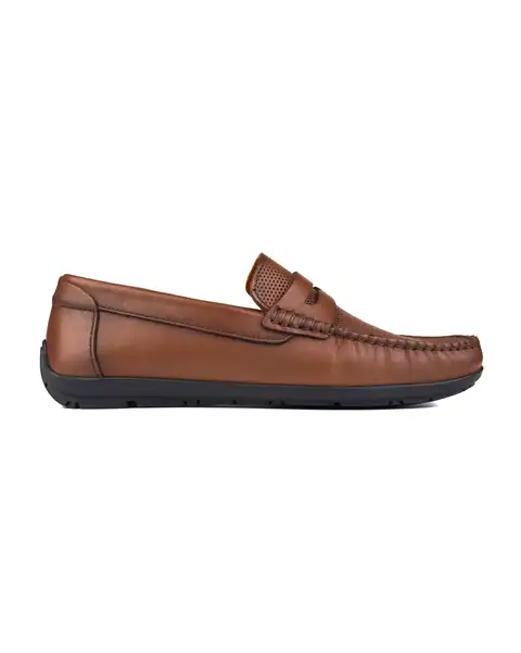 Kahverengi Datça Hakiki Deri Erkek Loafer Ayakkabı