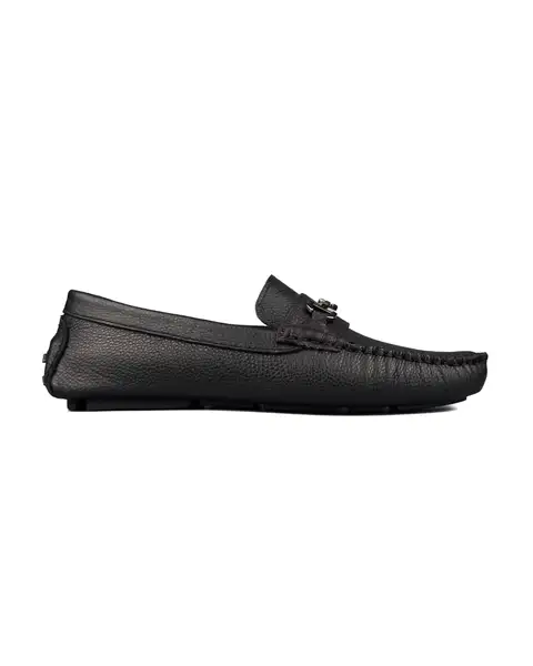 Siyah Simena Hakiki Deri Erkek Loafer Ayakkabı