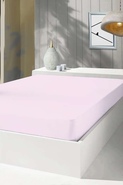 Pembe Lastikli Fitted Penye Çarşaf 160x200