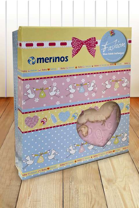 Pembe Merinos Emboss Fashion Kutulu Bebek Battaniyesi 100*120