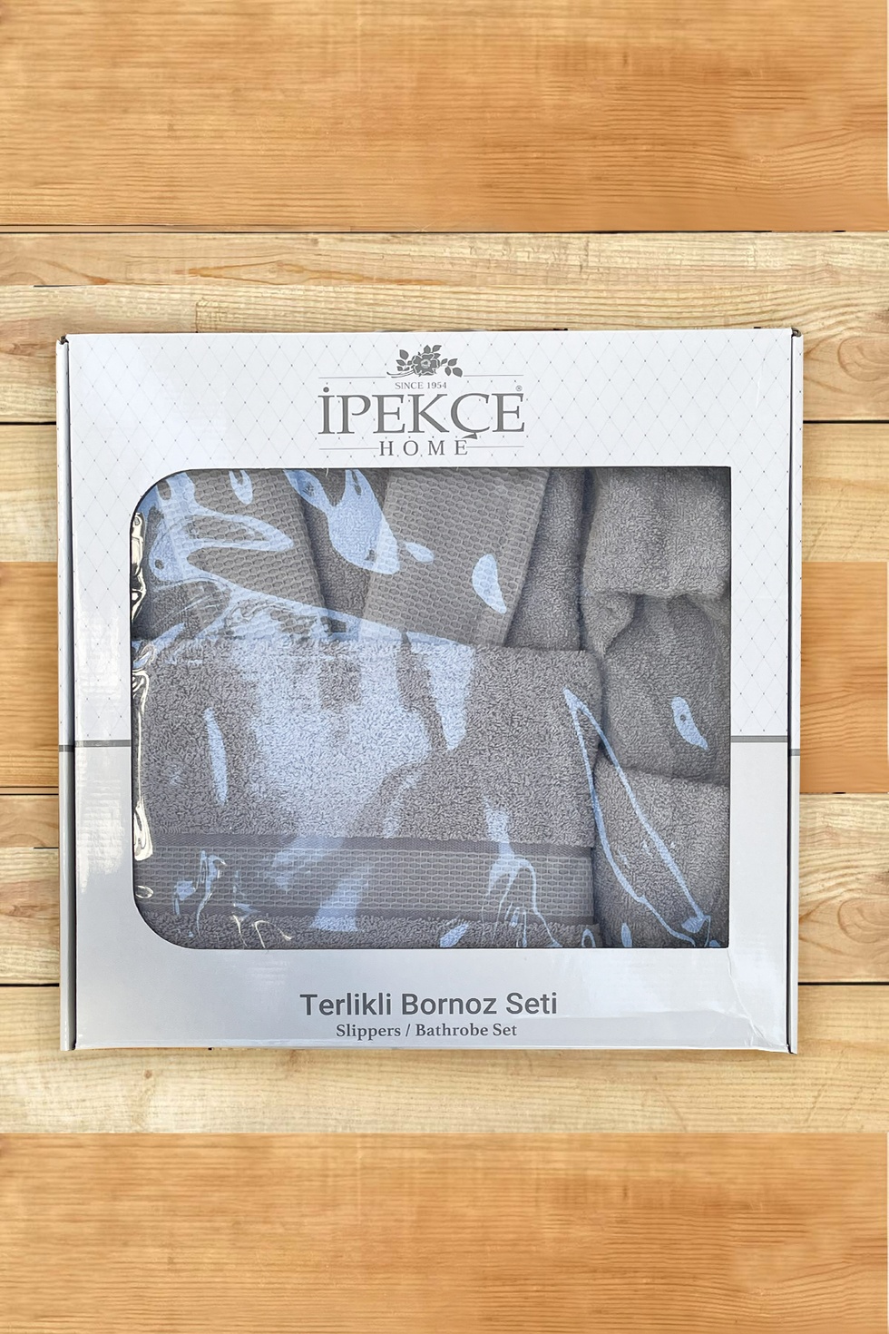 %100 Pamuk Bornoz - Havlu - Terlik Seti S/M