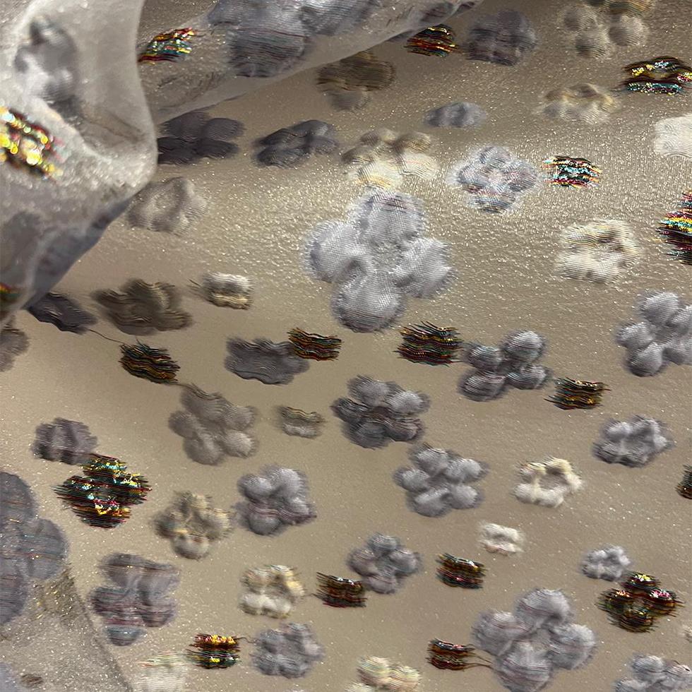 Brokar Organze Kumaş 1107 Mavi Beyaz