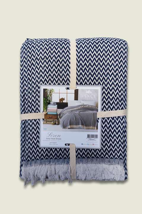Lacivert İpekçe Home Seren Çift Kişilik Yatak Örtüsü - 200x220