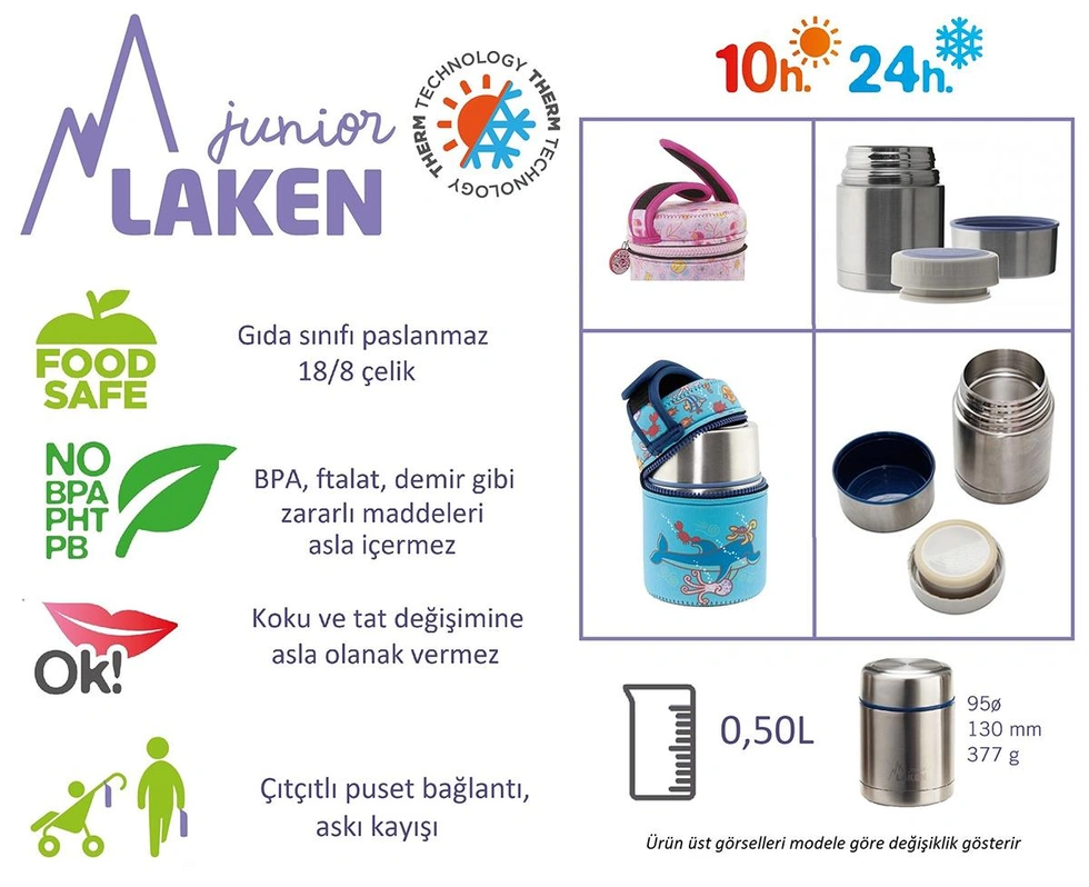 Çelik 18/8 Termos Yemek Sefer Tası+Nprnn Kılıflı 0,50L - Pitxitxi
