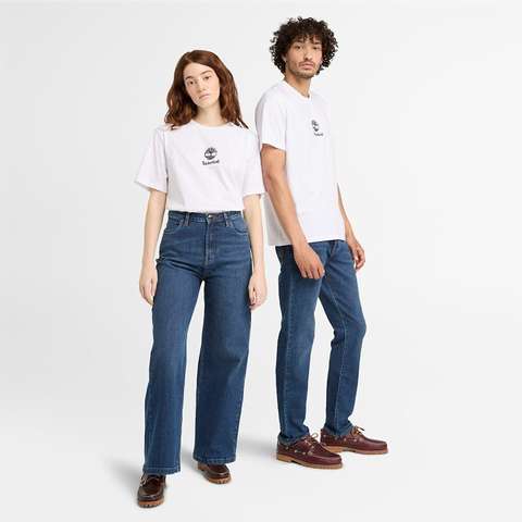 Beyaz Print Stack Logo Short Sleeve Tee Erkek Tişört TB0A6WWT1001